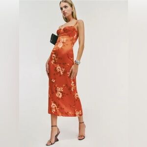 Reformation Coral Floral Midi Dress